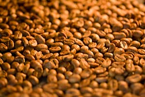 Kaffebønner gyldne